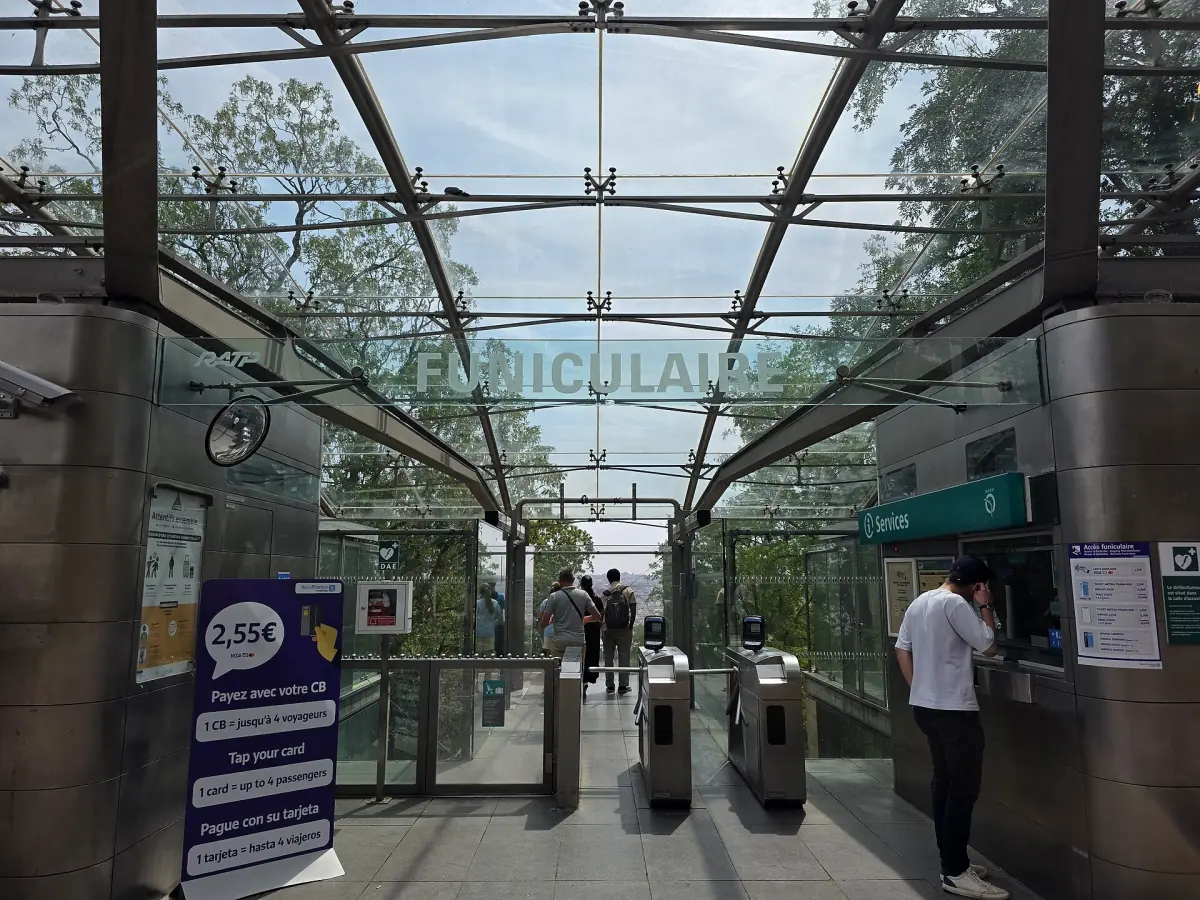 Gates at a funicular station