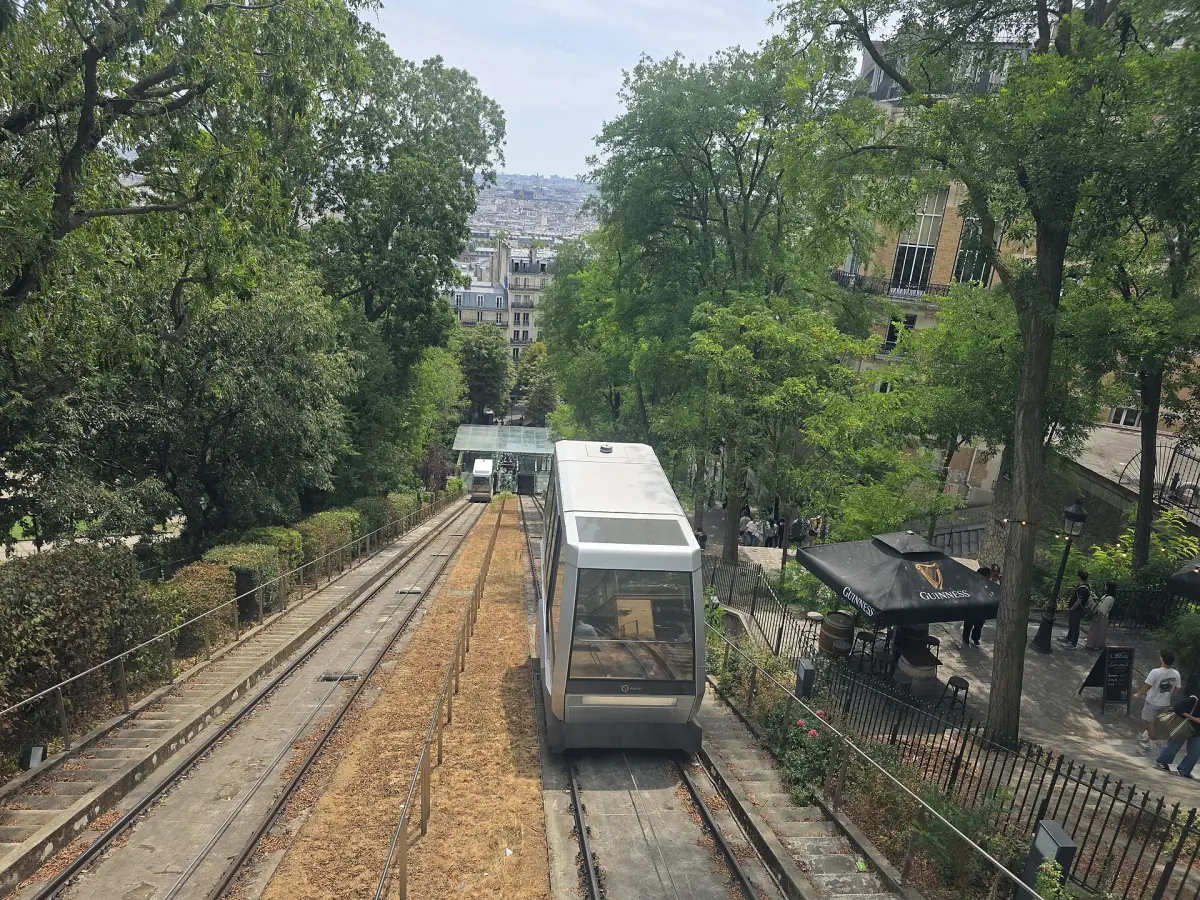 The funicular track seen from the top station