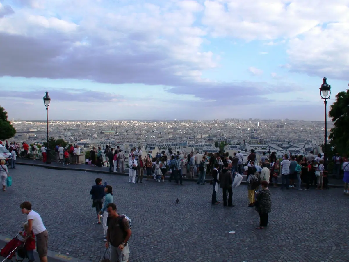 Visitors on the terrace in front of the basilica